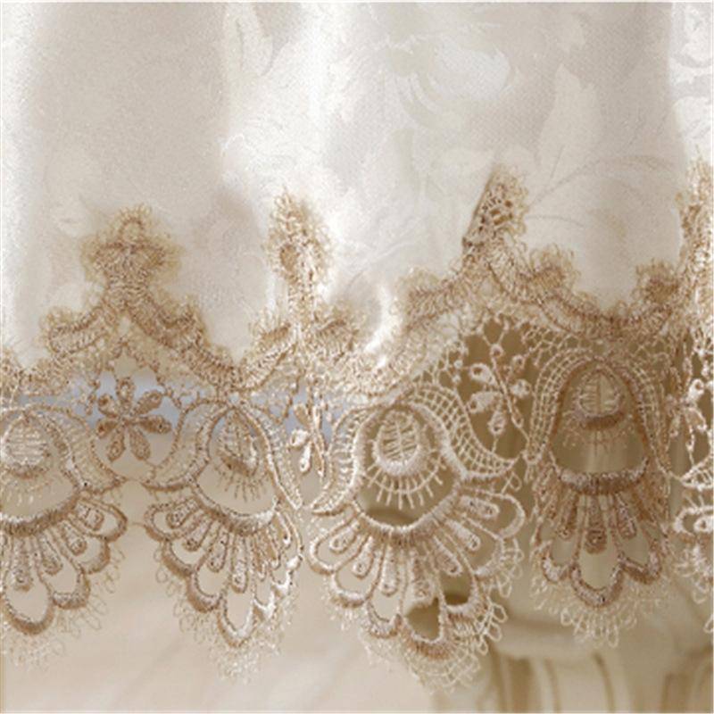 Classical Tablecloth Table Decor Jacquard Lace Elegant Table Cloth, Size:120cm Round(Light Brown)