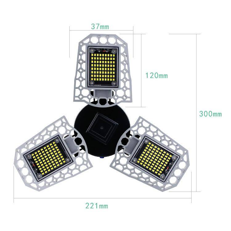 100W LED Industrial Mining Light Waterproof Light Sensor Folding Tri-Leaf Garage Lamp(Warm White ...
