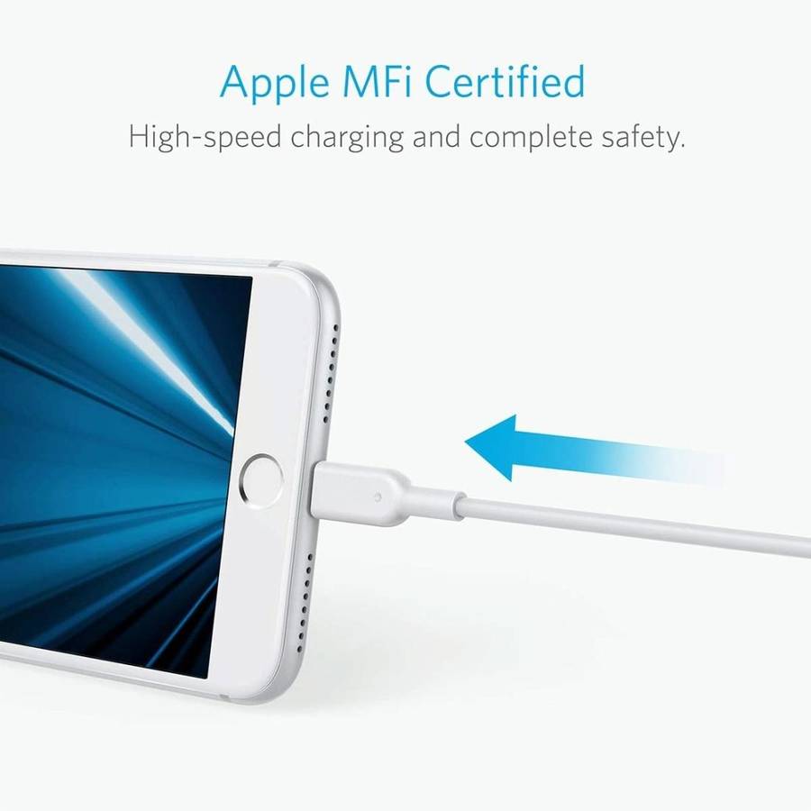 ANKER PowerLine II USB to 8 Pin MFI Certificated Charging Data Cable, Length: 0.9m(White)