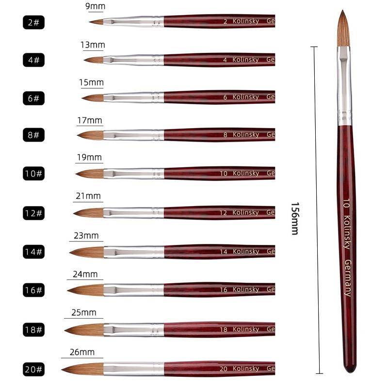 Red Wood Handle Kolinsky Hair Nail Art Brush No. 4