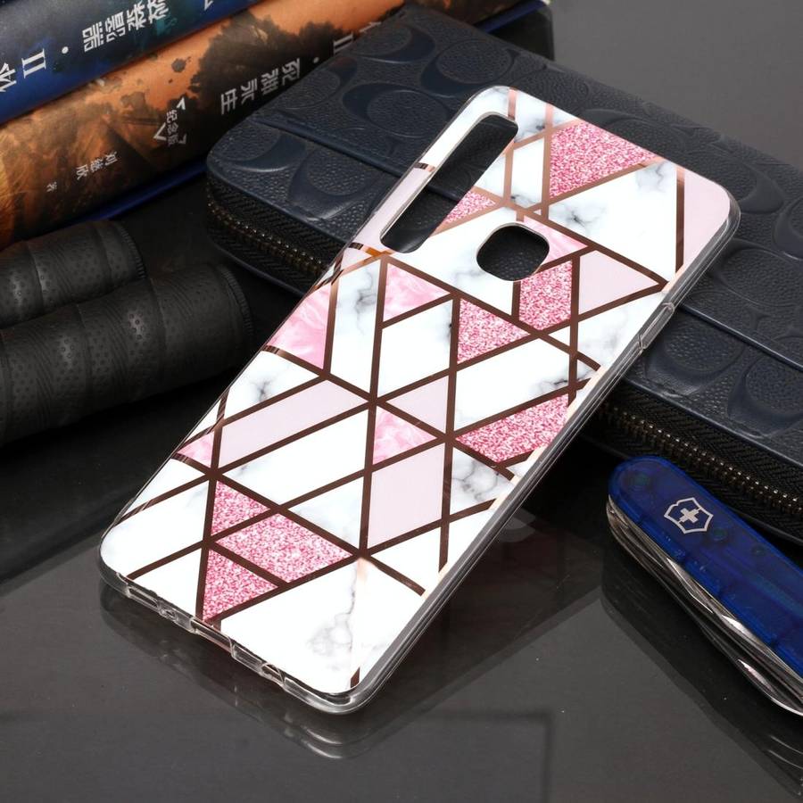 For Galaxy A9 (2018) / A9s Plating Marble Pattern Soft TPU Protective Case(Pink)