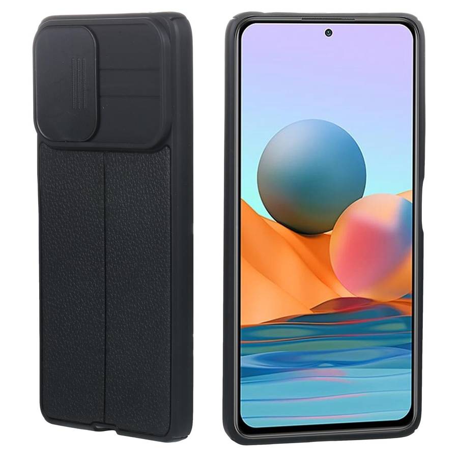 For Xiaomi Redmi Note 10 Pro 4G Litchi Texture Sliding Camshield TPU Protective Phone Case(Black)