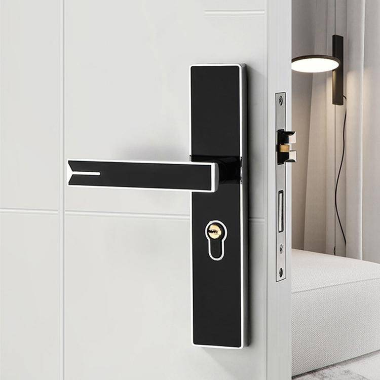 Mute Strong Magnetic Aluminum Alloy Interior Door Lock Door Bedroom Hardware Handle Lock, Color:B...