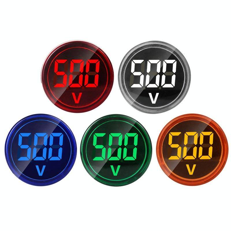 2 PCS DC Voltage Signal Indicator 22mm Round 6-100V Universal Voltmeter(ST16VD-04 Green)