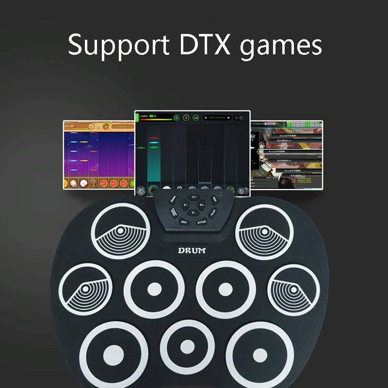 Silicone Folding Portable Hand-Rolled Drum DTX Game Strike Board(G801 White)