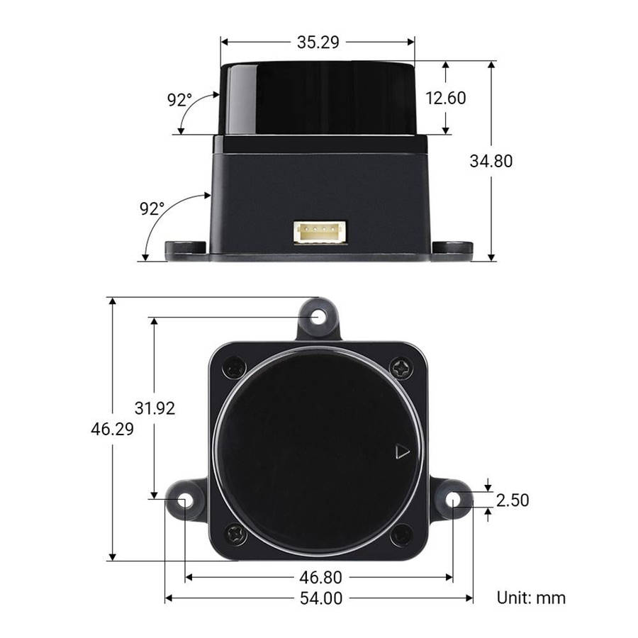 Waveshare D300 Developer Kit, DTOF Laser Ranging Sensor, 360 Omni-Directional Lidar, UART Bus