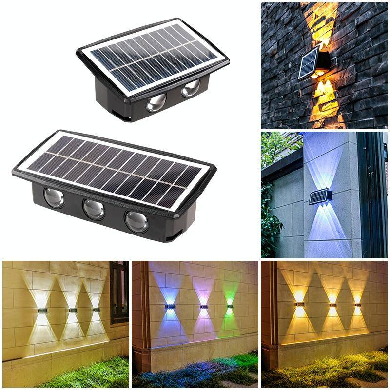 4LED Solar Wall Lamp Outdoor Waterproof Up And Down Double-headed Spotlights(White Light)