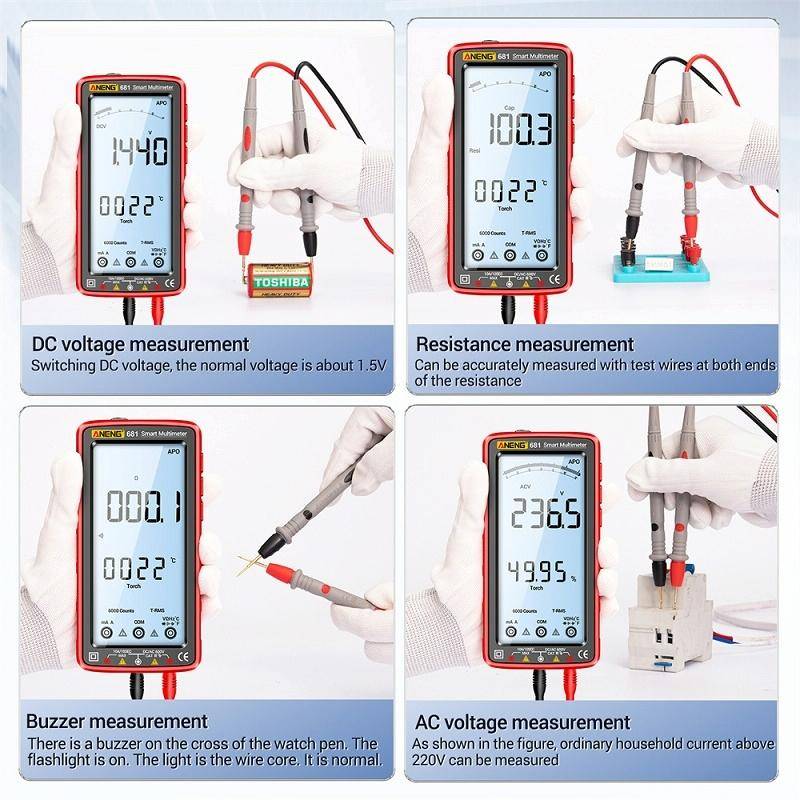 ANENG 681 LCD Digital Display Screen Smart Automatic Range Rechargeable Multimeter(Black)