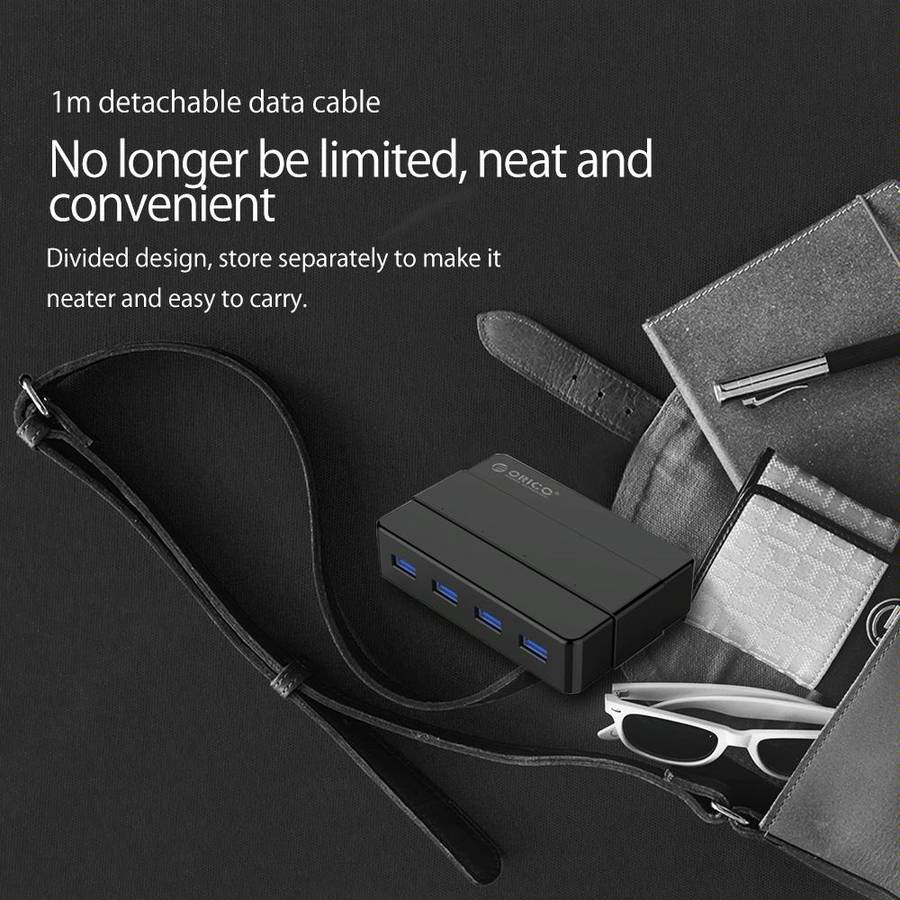 ORICO H4928-U3 ABS High Speed 4 Ports USB 3.0 HUB with 12V Power Adapter for Smartphones / Tablet...
