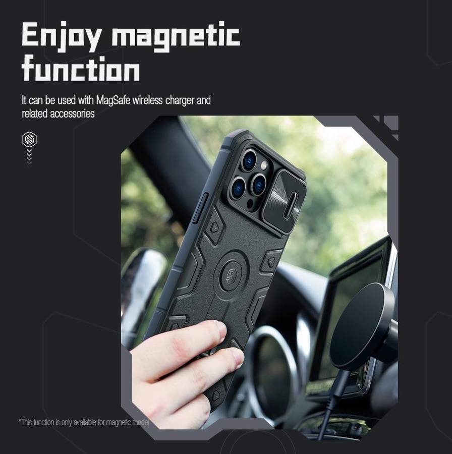 For iPhone 14 Pro Max NILLKIN CamShield Armor Pro Magnetic Phone Case(Black)