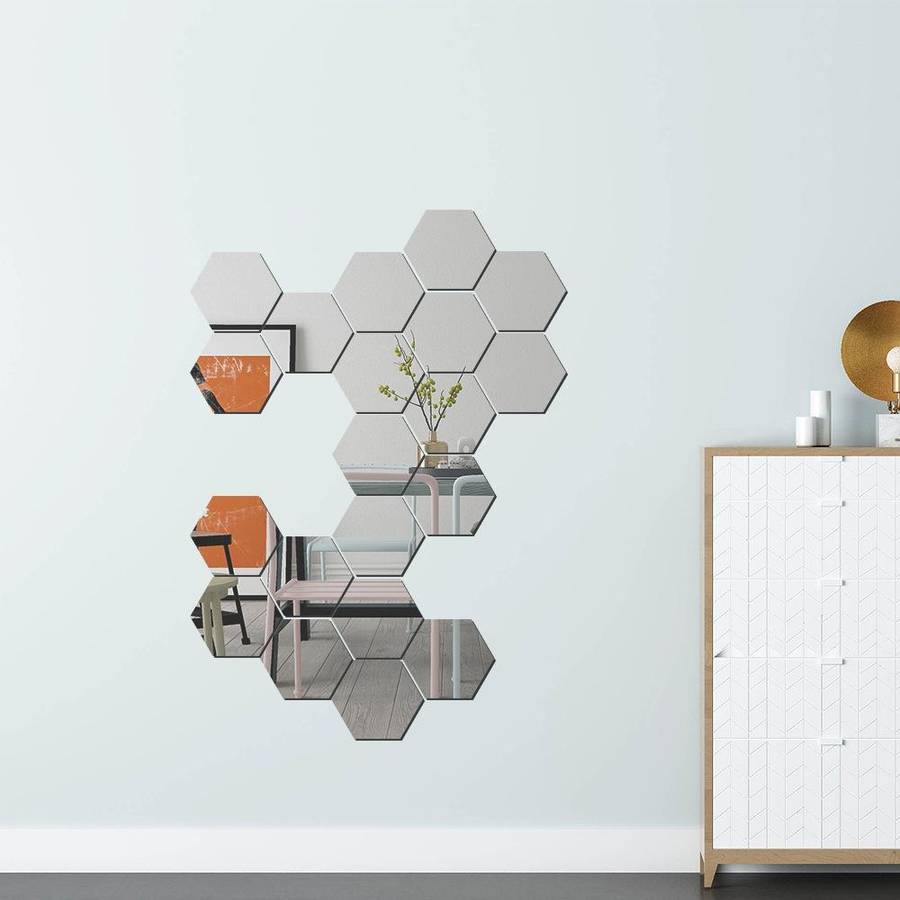 Ym300 16 PCS / Set Home Personal Wall Stickers DIY Acrylic Wall Decorative Mirror(Quartet Black)