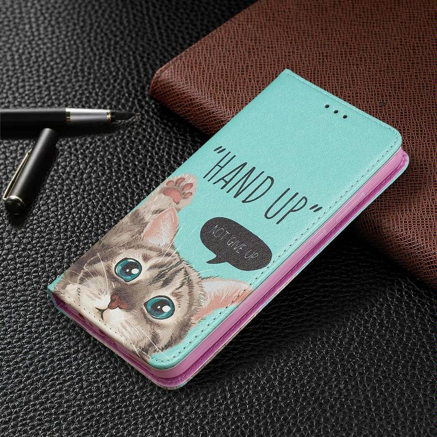 For Huawei Y7p Colored Drawing Pattern Invisible Magnetic Horizontal Flip PU Leather Case with Ho...