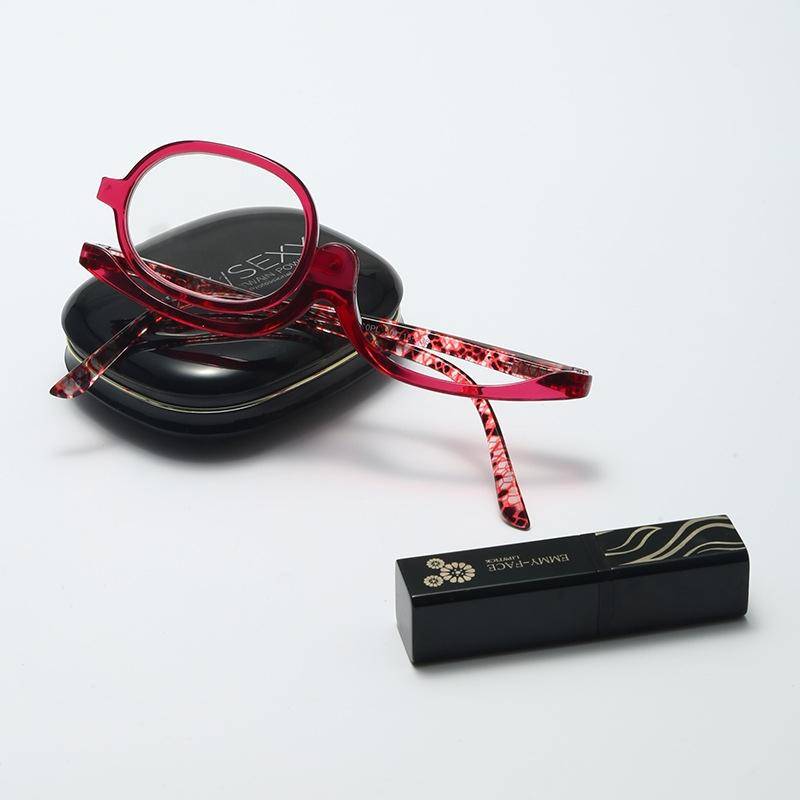 Makeup Presbyopic Glasses Monolithic Reading Glass Magnifying Glass, Degree: +100(Black)