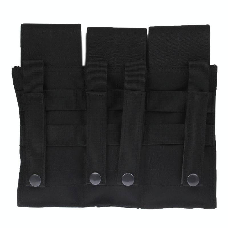Triple Canvas Clips Pouch with Hook and Loop Fastener & Quick Release Buckles(Black)