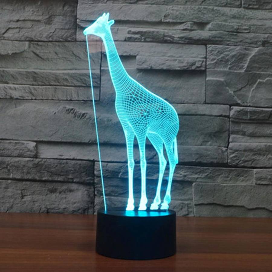 Giraffe Style 3D Touch Switch Control LED Light , 7 Color Discoloration Creative Visual Stereo La...
