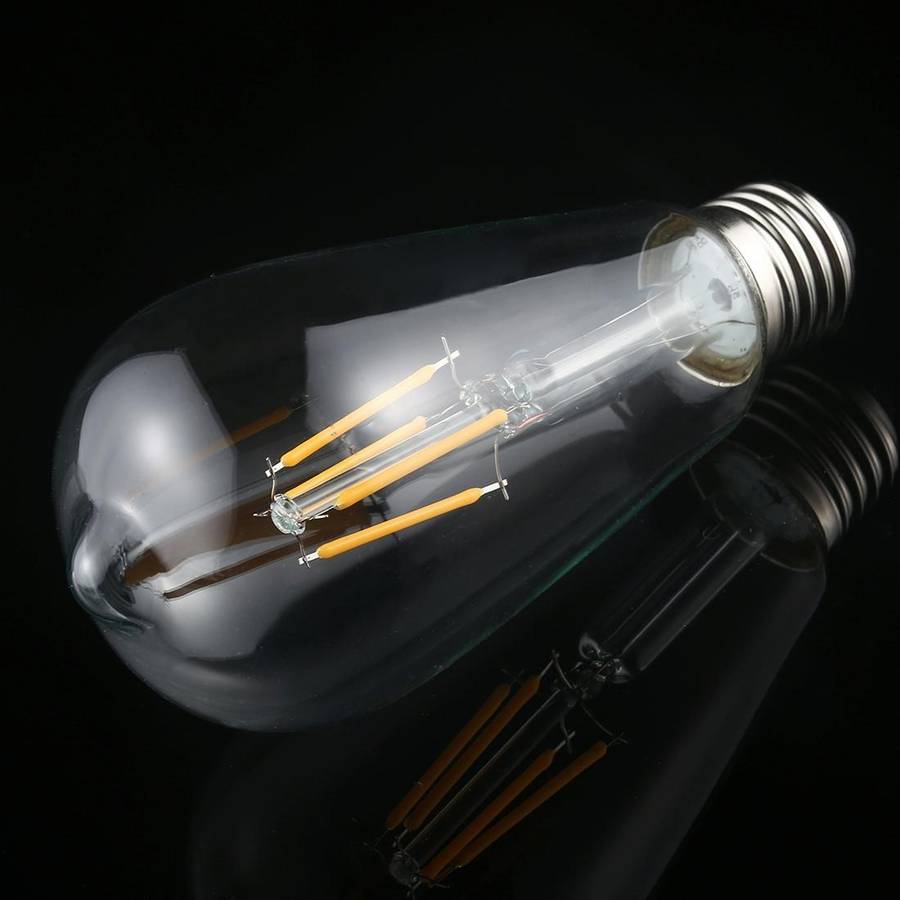 ST64 E27 4W 4 LEDs 600 LM 3000K Retro Dimming LED Filament Light Bulb Energy Saving Light, AC 220...