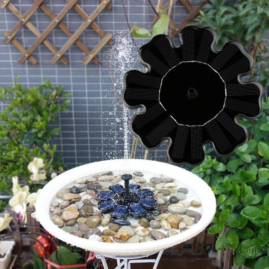 Solar Petal Fountain Floating Fountain Pond Garden Decoration(Black)