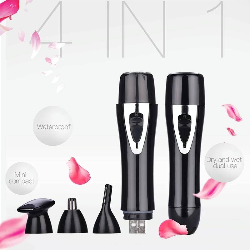 2 in 1 Lady Shaving Hair Removal Device Electric Mini Shaving Nose Hair Remover(Pink)
