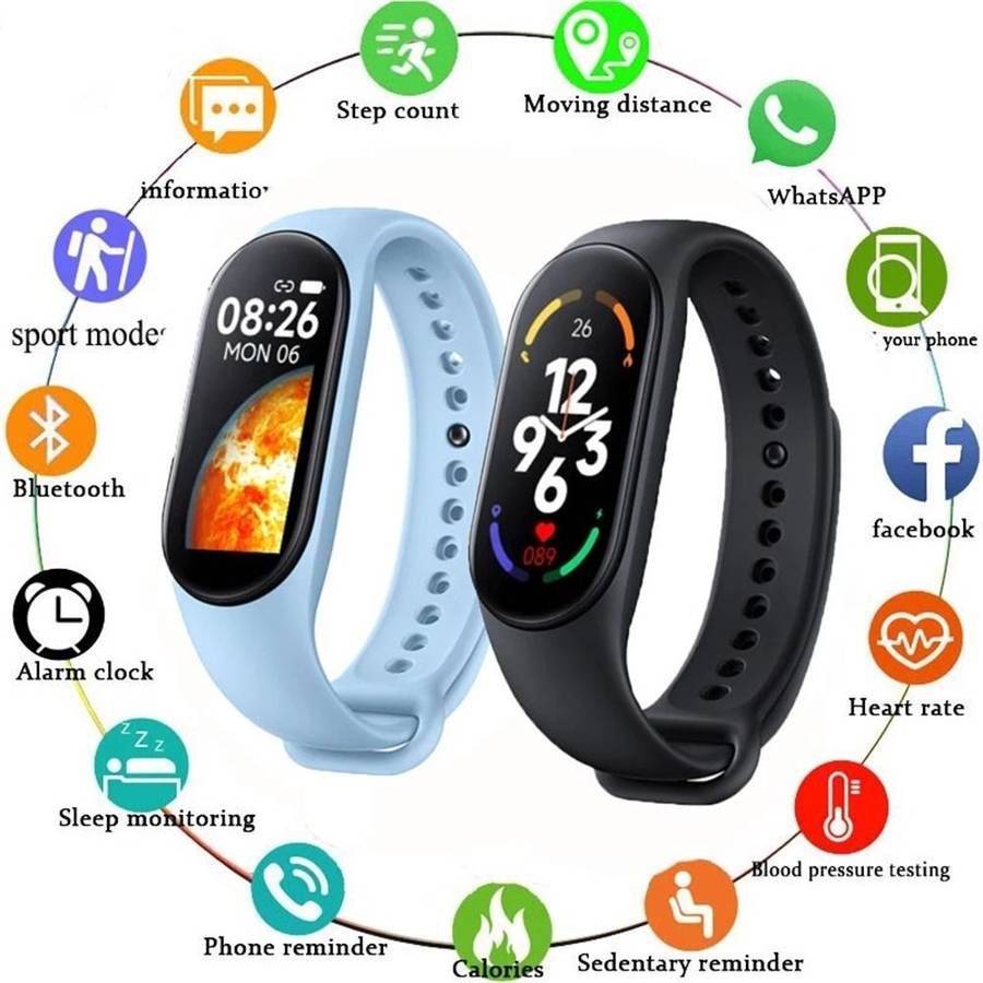 M7 0.96 inch Color Screen Smart Watch,Support Heart Rate Monitoring/Blood Pressure Monitoring(Dar...