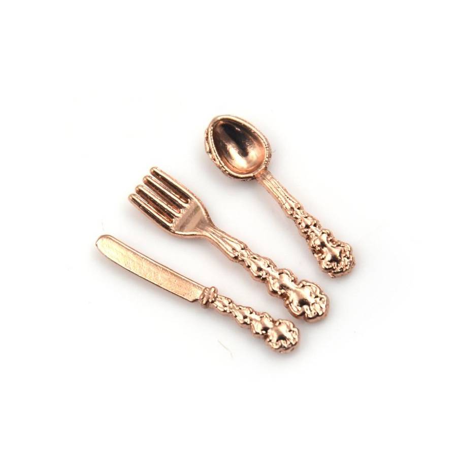 12 PCS / Set Simulation Kitchen Food Furniture Toys Dollhouse Miniature Accessories 1:12 Fork Kni...