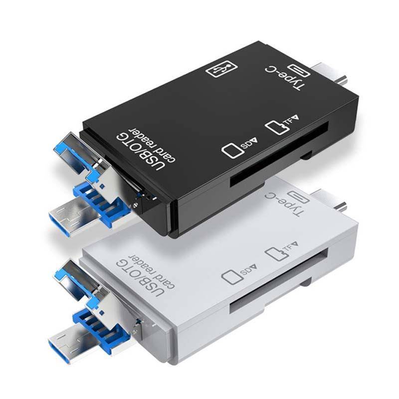 2 PCS Type-C & Micro USB & USB 2.0 3 in 1 Ports Multi-function Card Reader, Support U Disk / TF /...