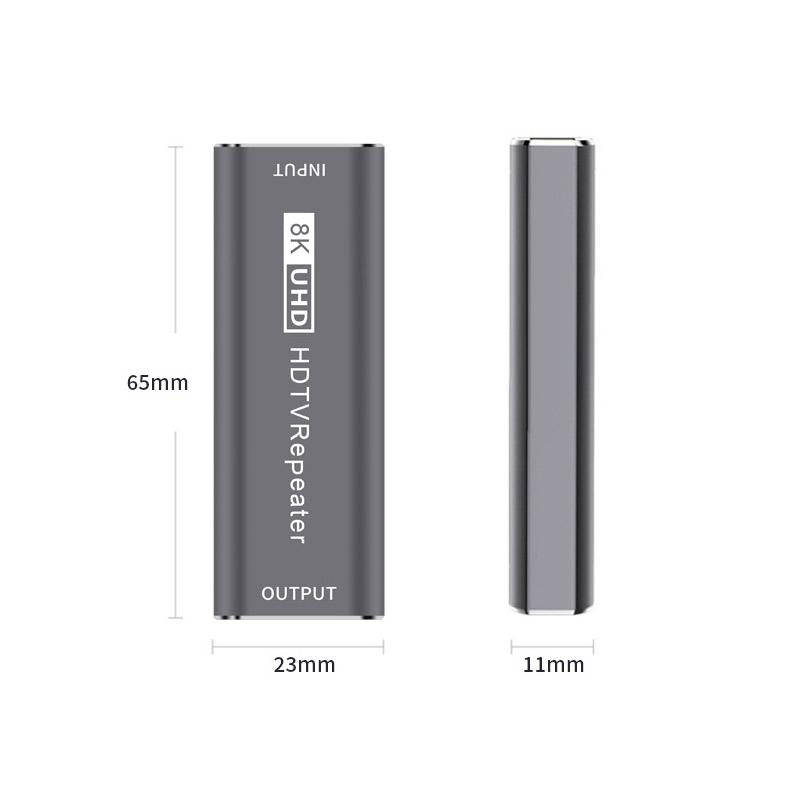 JUNSUNMAY 8K 30m HDMI Adapter Signal Amplifier HDMI Repeater Extender(Grey)