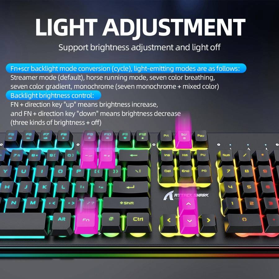 Attack Shark T3RGB RGB Luminous Wireless Keyboard And Mouse Set(Black)