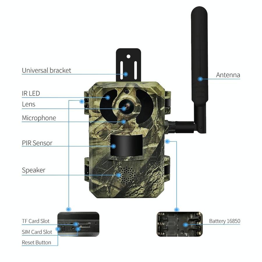 ESCAM QF380 4MP Network Solar PIR Alert Smart Wildlife Hunting Camera, 4G:EU Version(Camouflage)