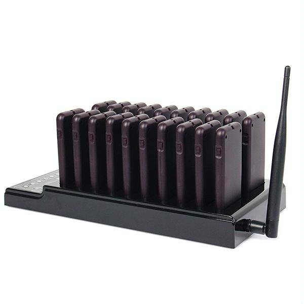 QC100 999 Channel Restaurant Wireless Paging Queuing Calling System with 20 Call Coaster Pagers, ...