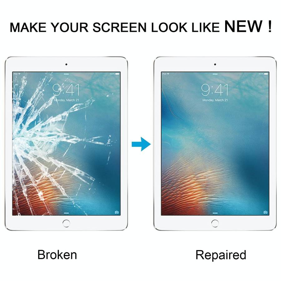 For iPad Pro 9.7 Front Screen Outer Glass Lens with OCA Optically Clear Adhesive(Black)