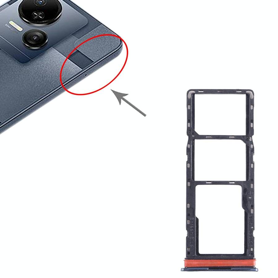 For Tecno Spark 10 SIM Card Tray + SIM Card Tray + Micro SD Card Tray (Black)