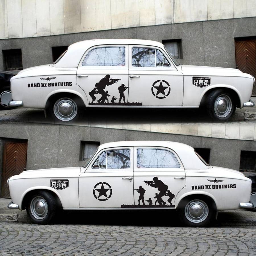 2 PCS/Set D-135 Band of Brothers Pattern Car Modified Decorative Sticker(Black)