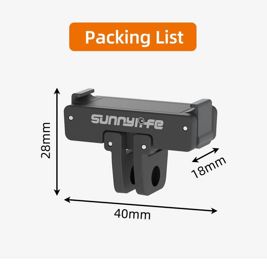 Sunnylife AD691 Magnetic Adapter Mount for DJI Action 2 / Osmo Action 3 / 4 (Black)