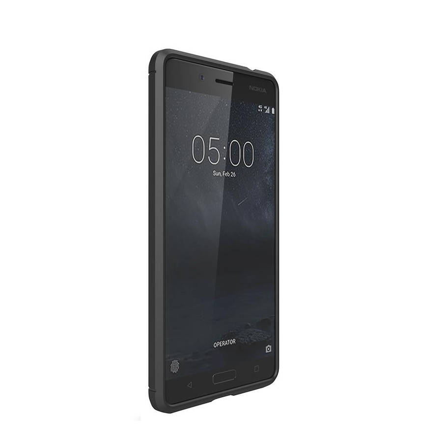 For Nokia 5 Brushed Carbon Fiber Texture Shockproof TPU Protective Cover Case (Black)