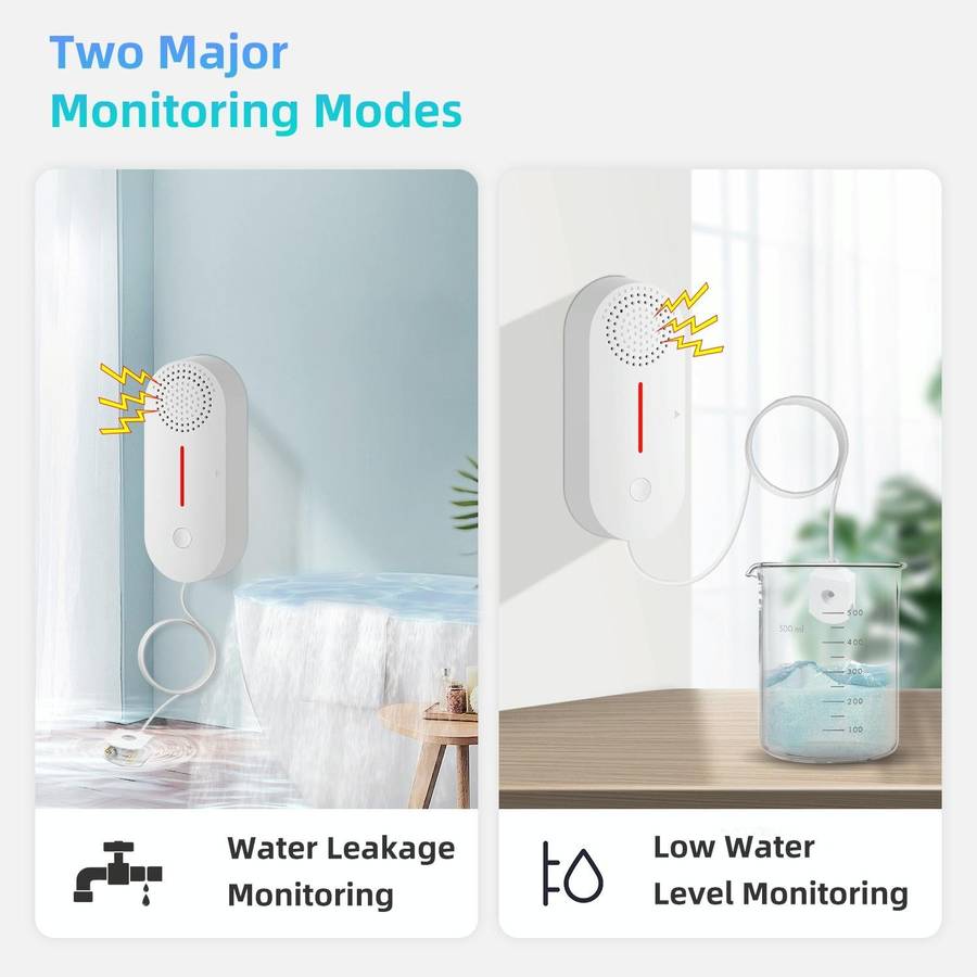 Tuya WIFI Sound and Light Water Immersion Alarm Leak Sensor Overflow Alarm Detector