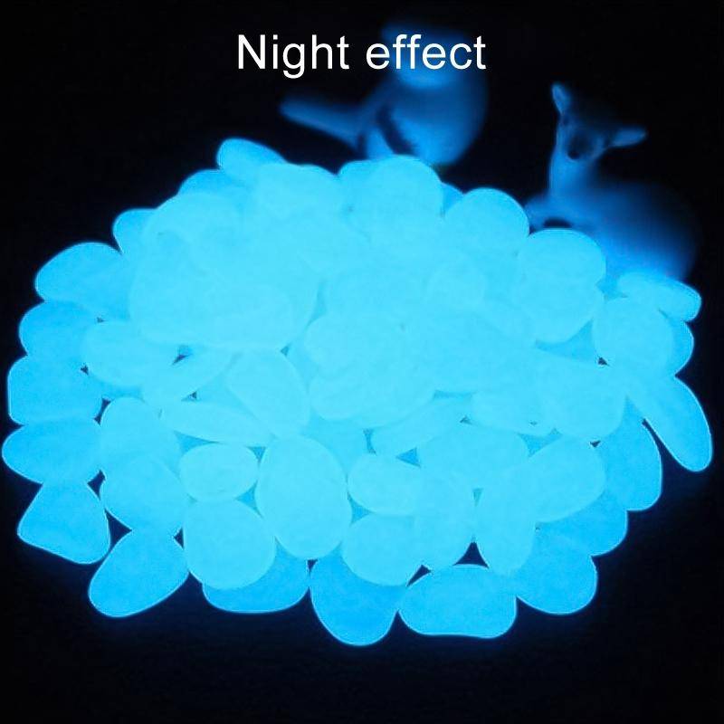 100 PCS Glow in The Dark Garden Pebbles for Walkways & Decoration and Plants Luminous Stones(White)