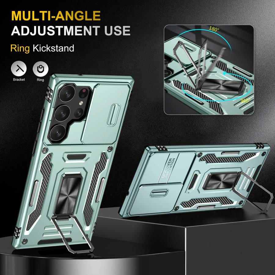 For Samsung Galaxy S24 Ultra 5G Armor PC + TPU Camera Shield Phone Case(Alpine Green)