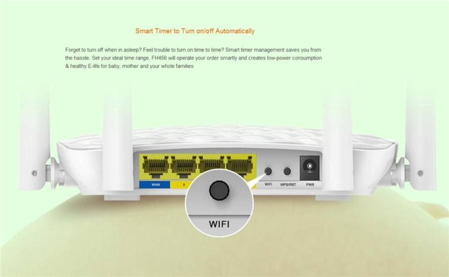 Tenda FH456 Wireless 2.4GHz 300Mbps WiFi Router with 4*5dBi External Antennas(White)
