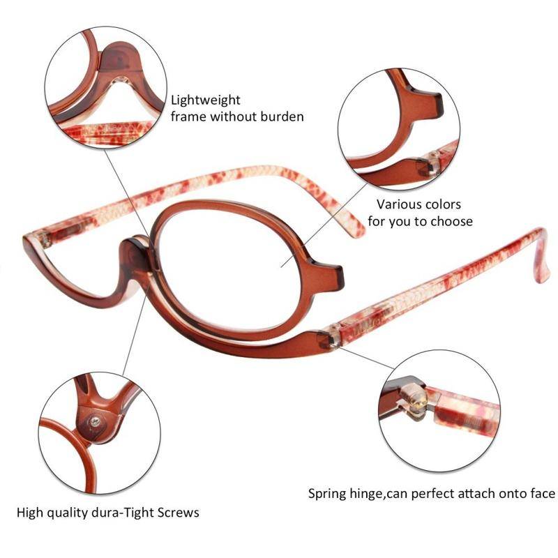 Makeup Presbyopic Glasses Monolithic Reading Glass Magnifying Glass, Degree: +100(Black)