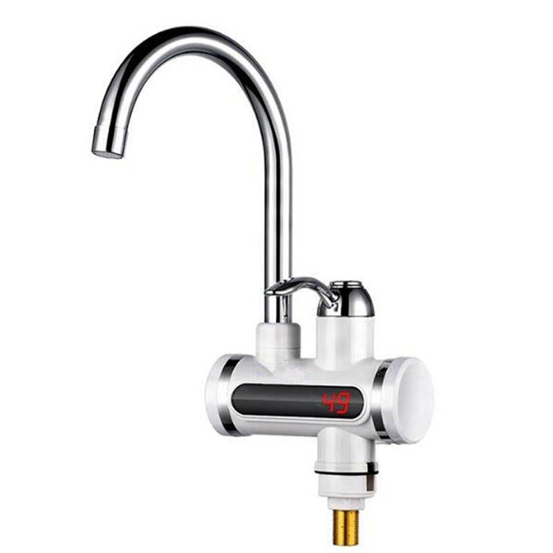 220V Kitchen Tankless Water Heater Instant Electric Faucet Electric Heater Tap with Temperature D...