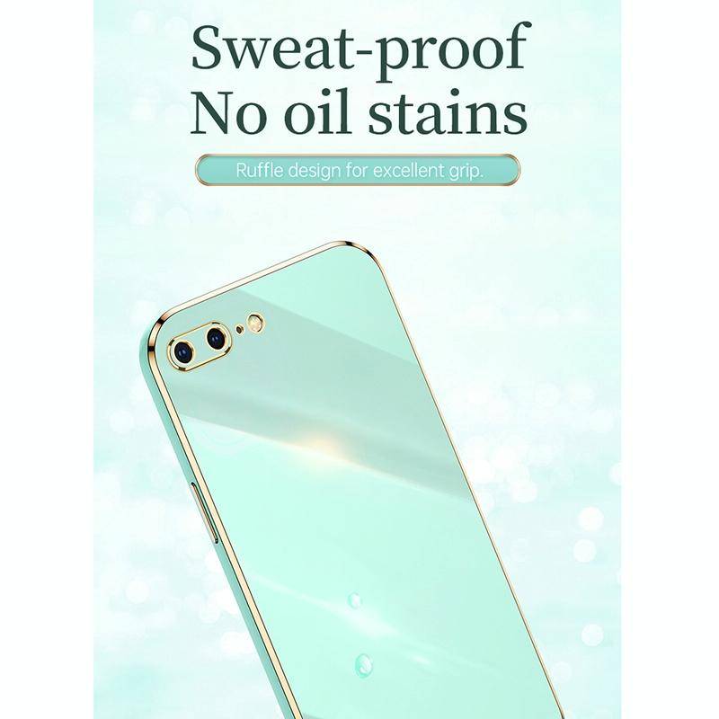 XINLI Straight 6D Plating Gold Edge TPU Shockproof Case For iPhone 8 Plus / 7 Plus(White)