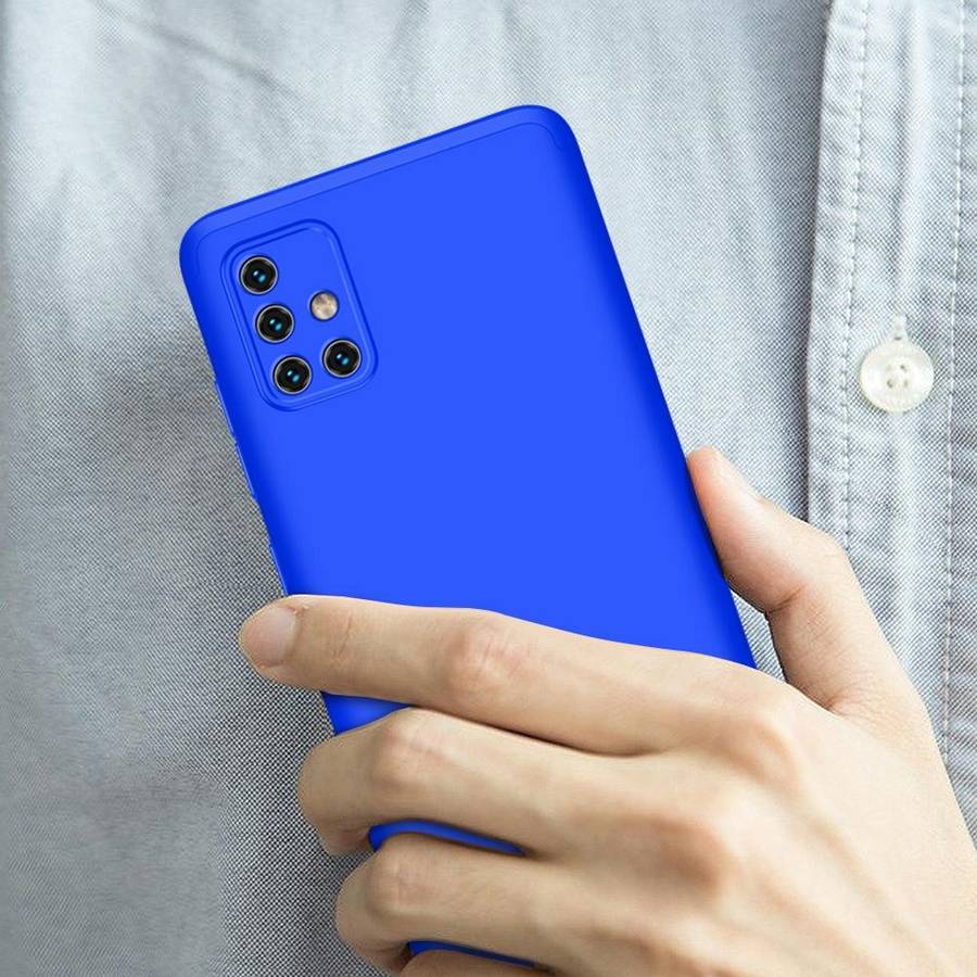 For Samsung Galaxy A51 GKK Three Stage Splicing Full Coverage PC Protective Case(Blue)