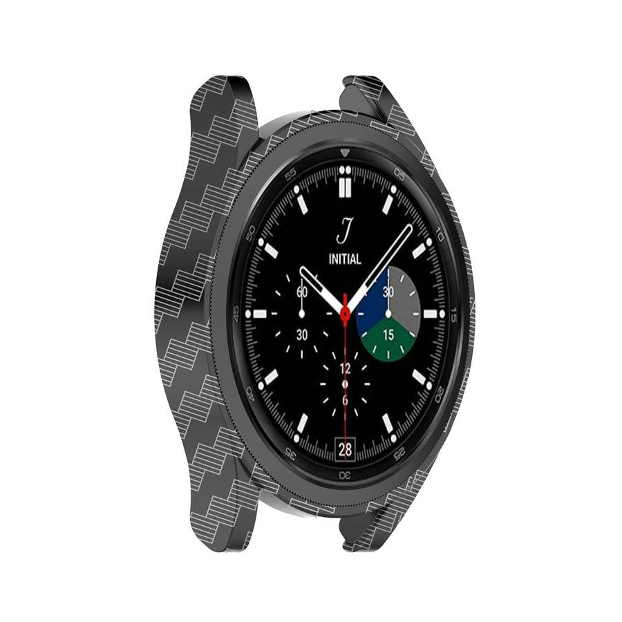 For Samsung Galaxy Watch4 Classic 46mm Half Coverage Hollowed PC Protective Case(Carbon Fibre)