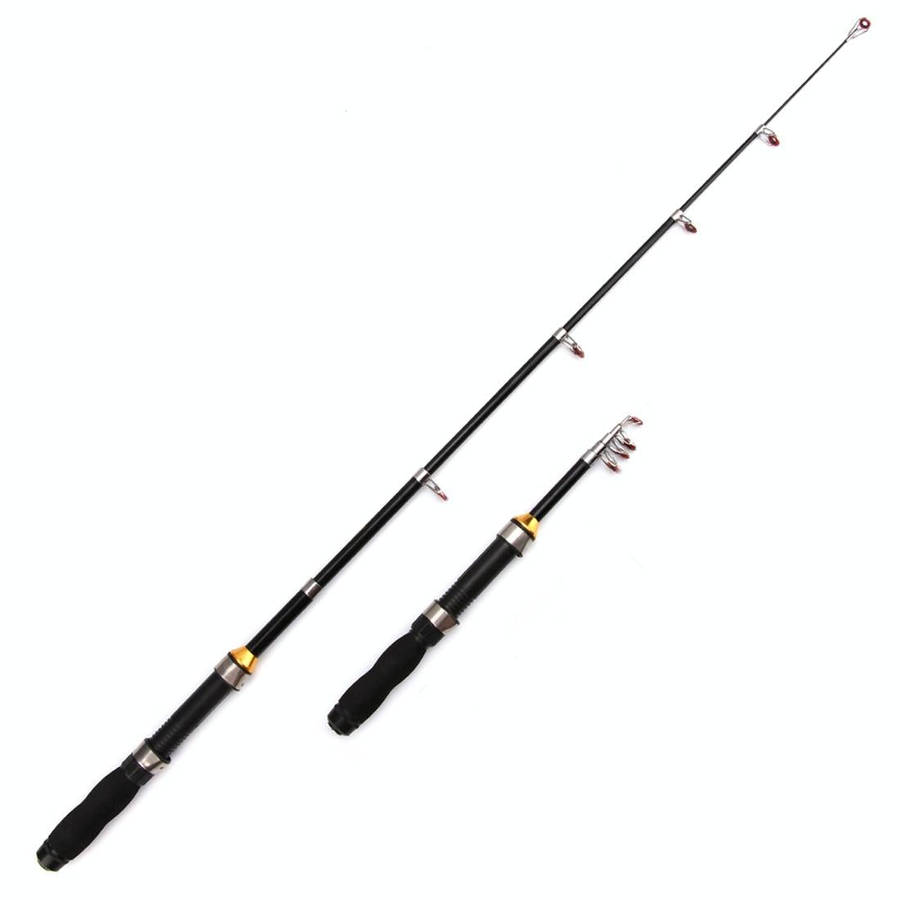 36cm Portable Telescopic Sea Fishing Rod Mini Fishing Pole, Extended Length : 2.1m, Black Tube-ty...