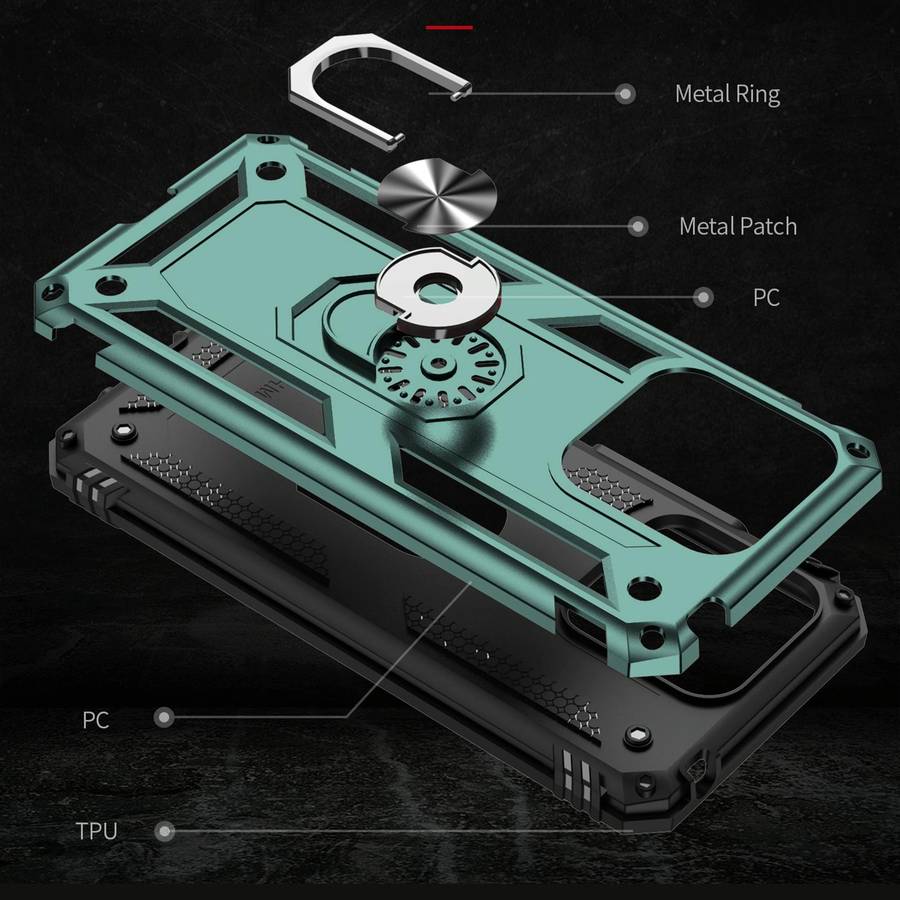 For Xiaomi Redmi 10C Shockproof TPU + PC Phone Case with 360 Degree Rotating Holder(Green)