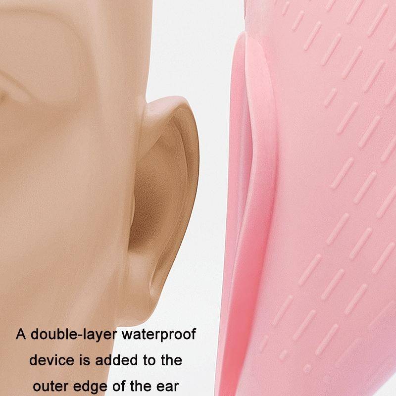 WAVE Waterproof Solid Color Ear Guard Silicone Swimming Cap, Color: Childrens Pink