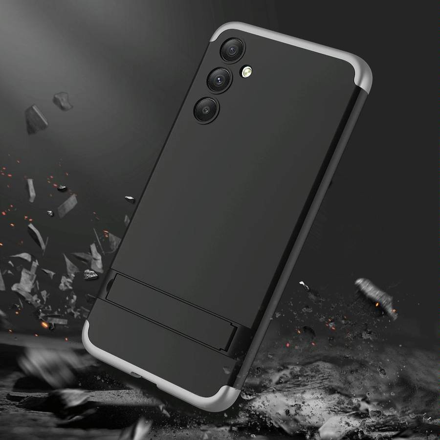 For Samsung Galaxy A34 5G GKK Three Stage Splicing Full Coverage PC Phone Case(Black Silver)