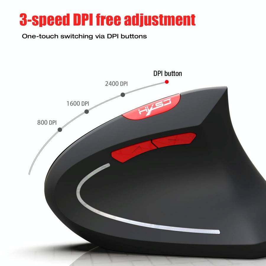 HXSJ T29 Bluetooth 3.0 Wireless Bluetooth 6-Keys 2400 DPI Adjustable Ergonomics Optical Vertical ...