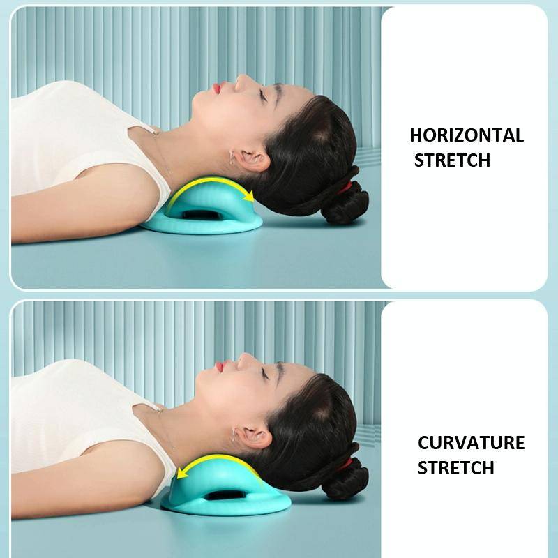 Neck And Shoulder Stretcher Relaxer Cervical Spine Chiropractic Traction Pillow(Green)