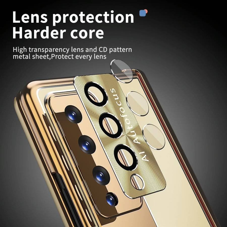 For Samsung Galaxy Z Fold3 5G Aluminum Alloy Double Hinge Shockproof Phone Protective Case(Champa...